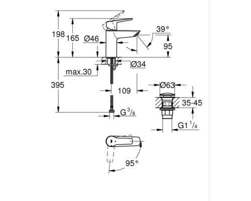 Grohe Quickfix wastafelmengkraan START chroom 23551002
