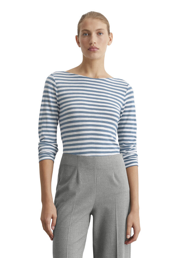 Marc O’Polo T-shirt, long sleeve, boat neck, st Multi/ hazy blue