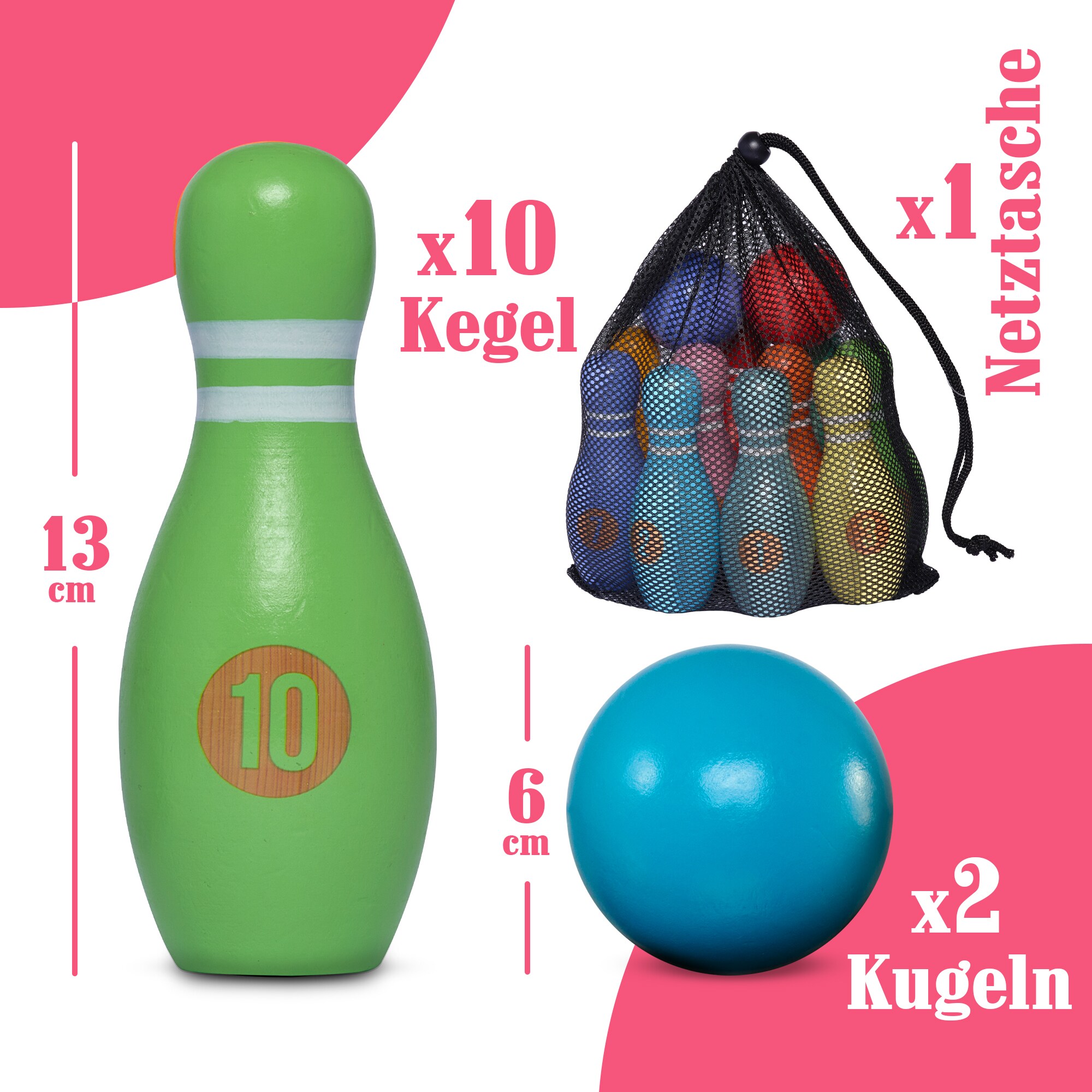 Pink Papaya Kegelspiel für Kinder Kids Bowling Classic