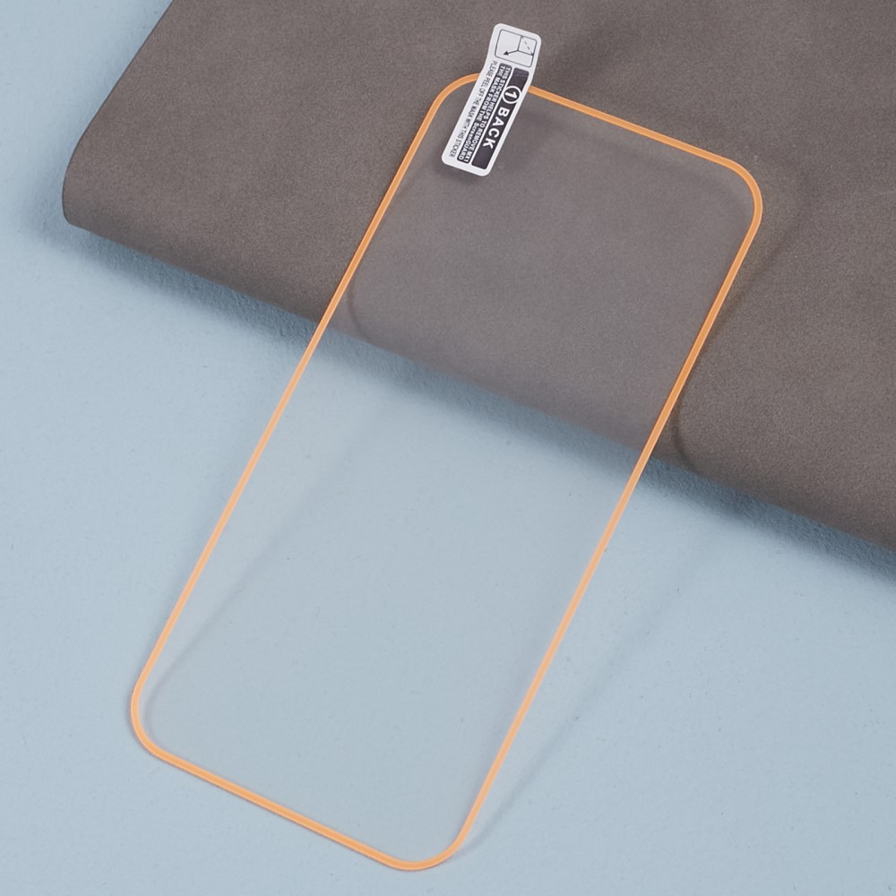 iPhone 15 Full-Screen Vollbild Glas Fluoreszierender Display Schutz mit Leuchtendem Alu Rahmen - Gelb / Transparent