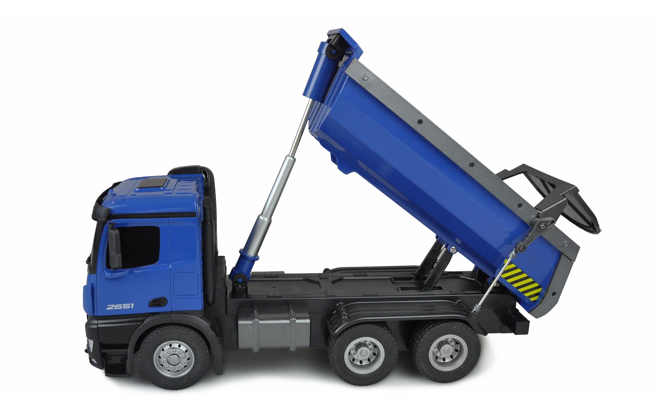 Lastwagen Mercedes-Benz Arocs 6x4, Blau 1:18, RTR<br>Detailliertes Lastwagen Modell mit Kipper und LED Beleuchtung