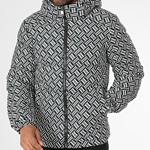 Doudoune Capuche Blanc Noir