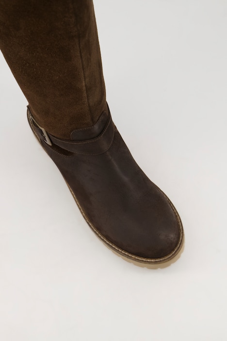 Lederstiefel, XXL-Schaft, Zierriegel, Weite H