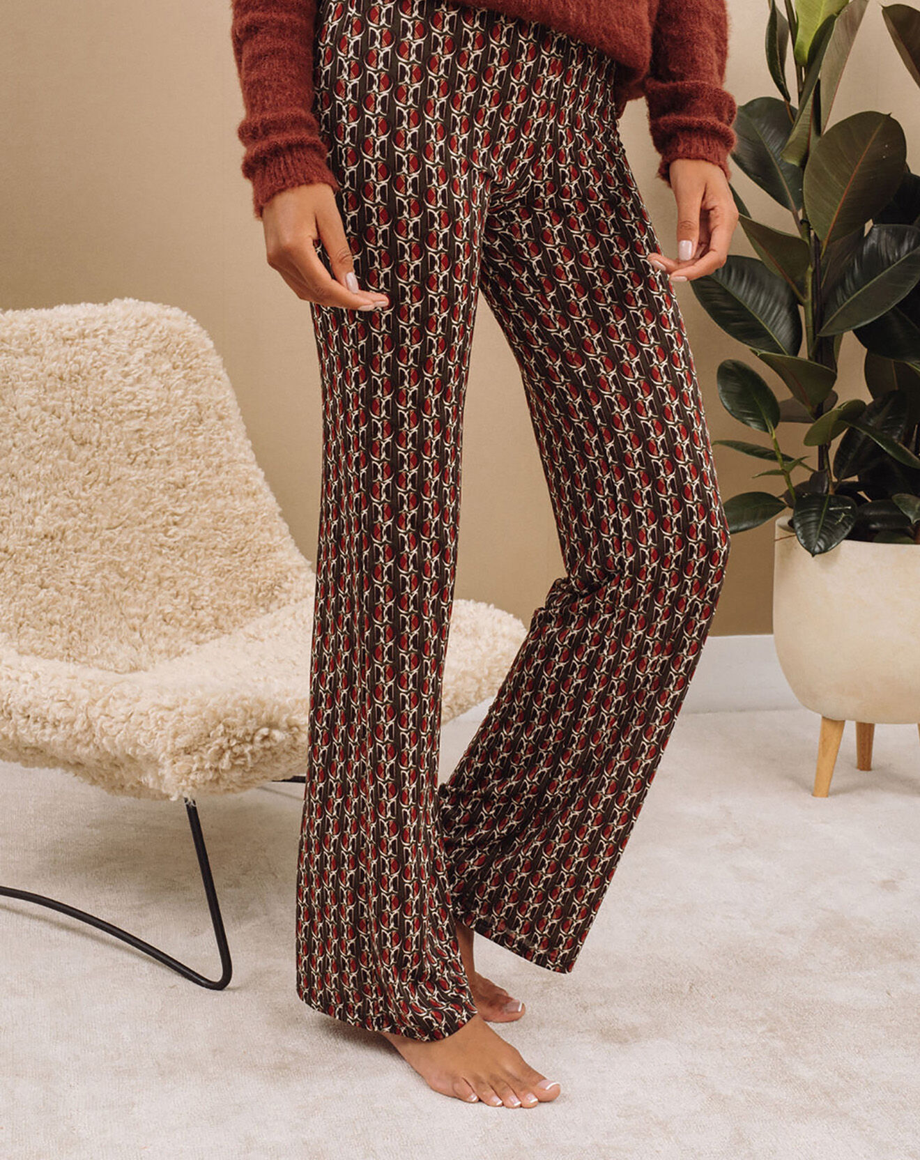 Lauren Vidal Pantalon Store imprimé forêt