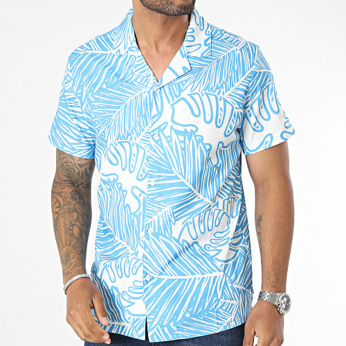 Chemise Manches Courtes Blanc Bleu Clair