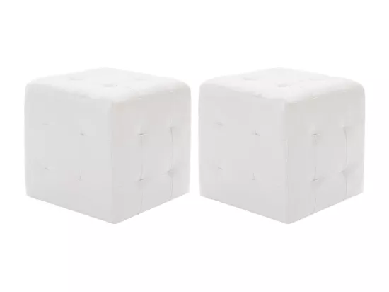 Poufs 2 pcs Blanc 30 x 30 x 30 cm Similicuir