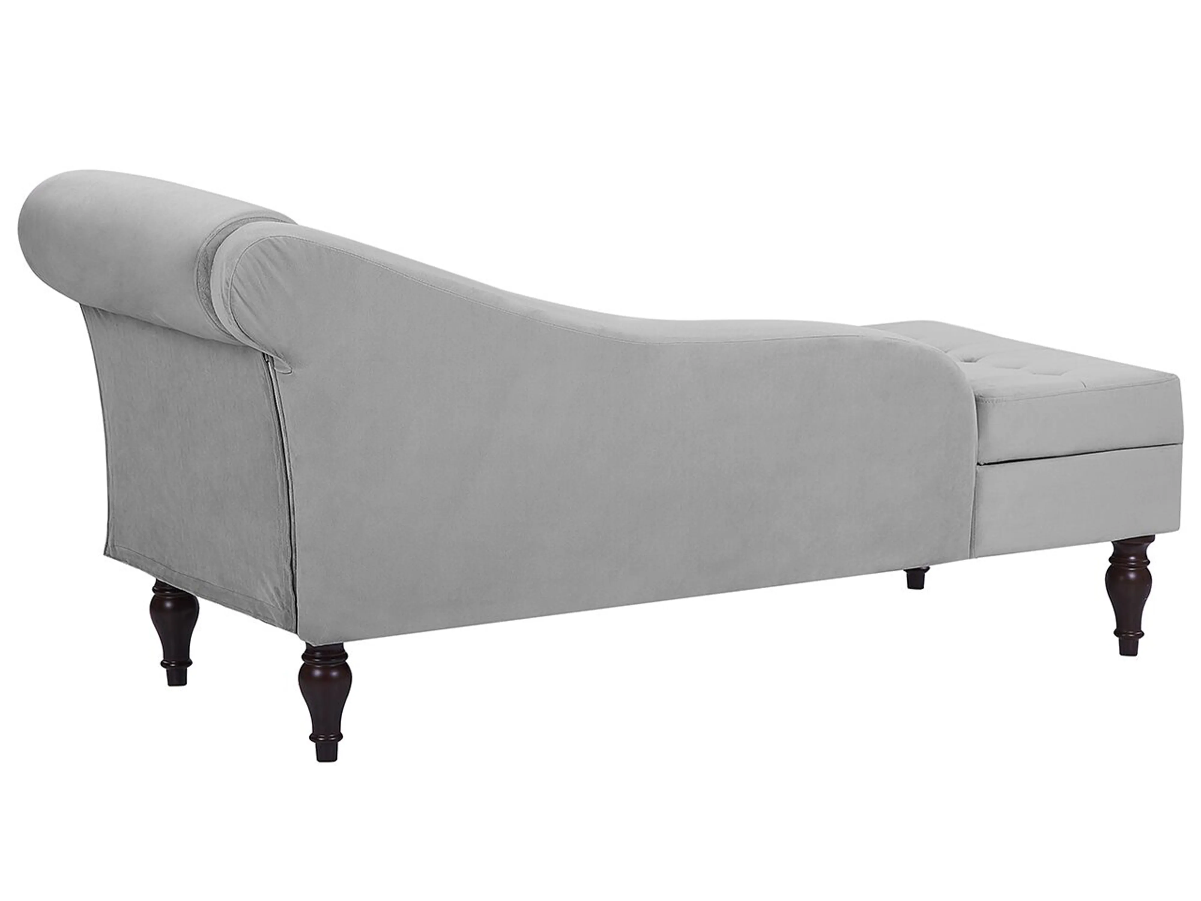 Rechtszijdige chaise longue PESSAC Fluweel Lichtgrijs met opbergruimte