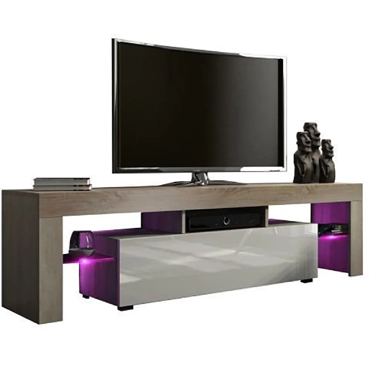 DUSINE Meuble TV SPIDER LED Chêne