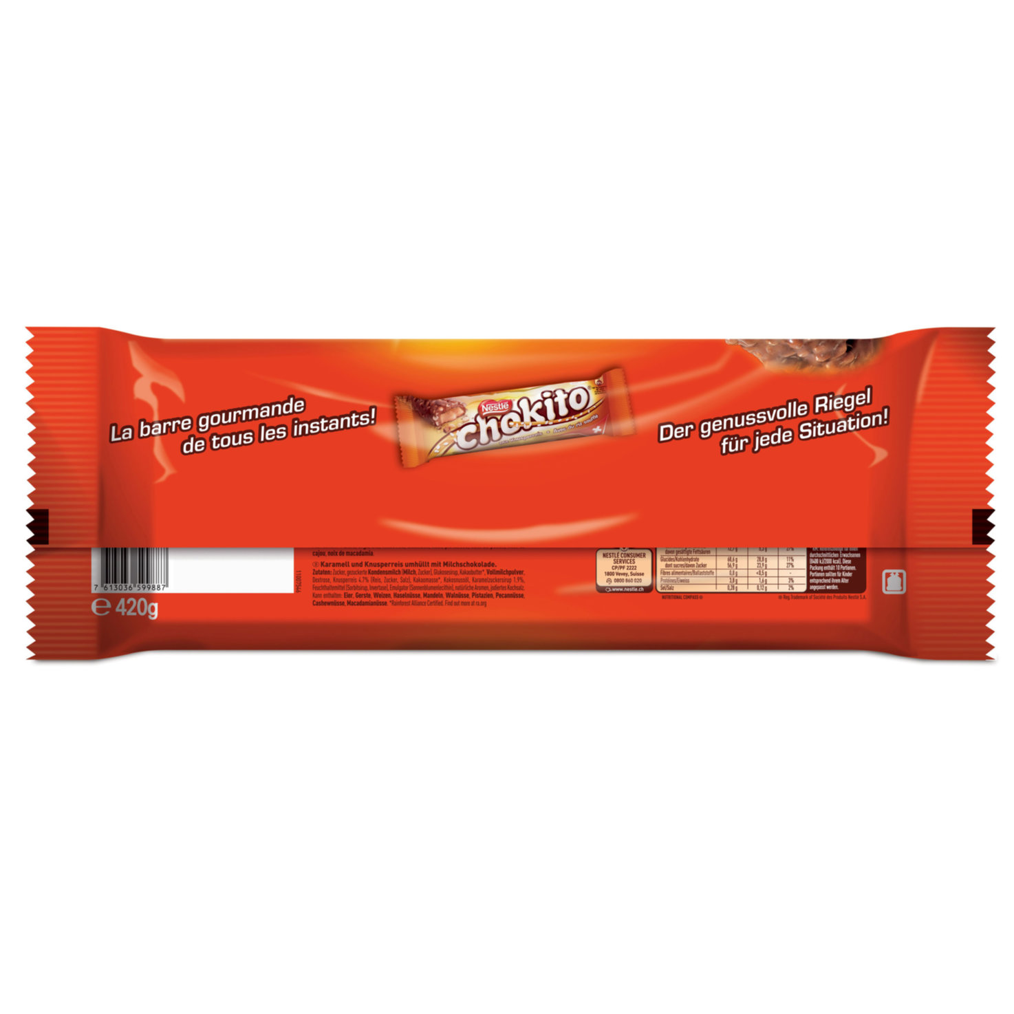 Ckokito Schokoriegel mit Karamell und Knusperreis 10 Stücke
