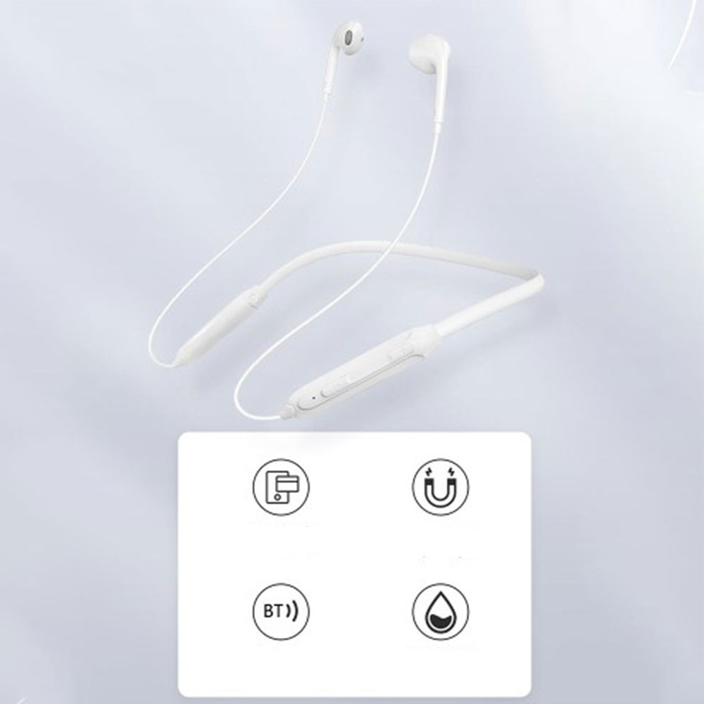 In-Ear Bluetooth 5.0 HiFi Audio Sport Kopfhörer mit magnetischem Nackenbügel (90mAh) - Weiss