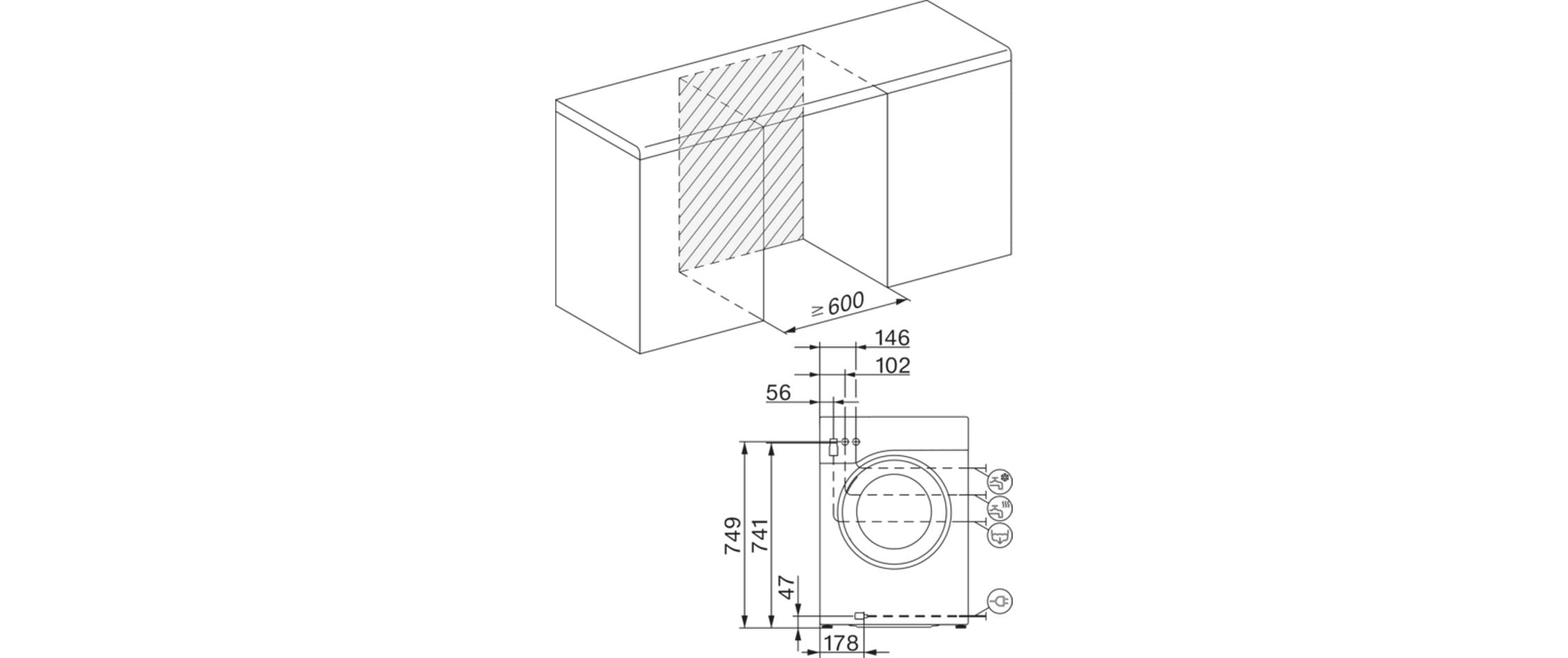 Waschmaschine WWE 300-80 CH Rechts<br>Frontloader mit 8 kg Ladekapazität