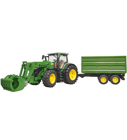 Bruder Traktor - John Deere 7R 350 m. Frontl?sser og Trailer - 0