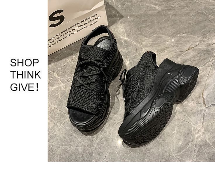 FRAISO - Peep-Toe Sneakers met Uitsparing en Platform