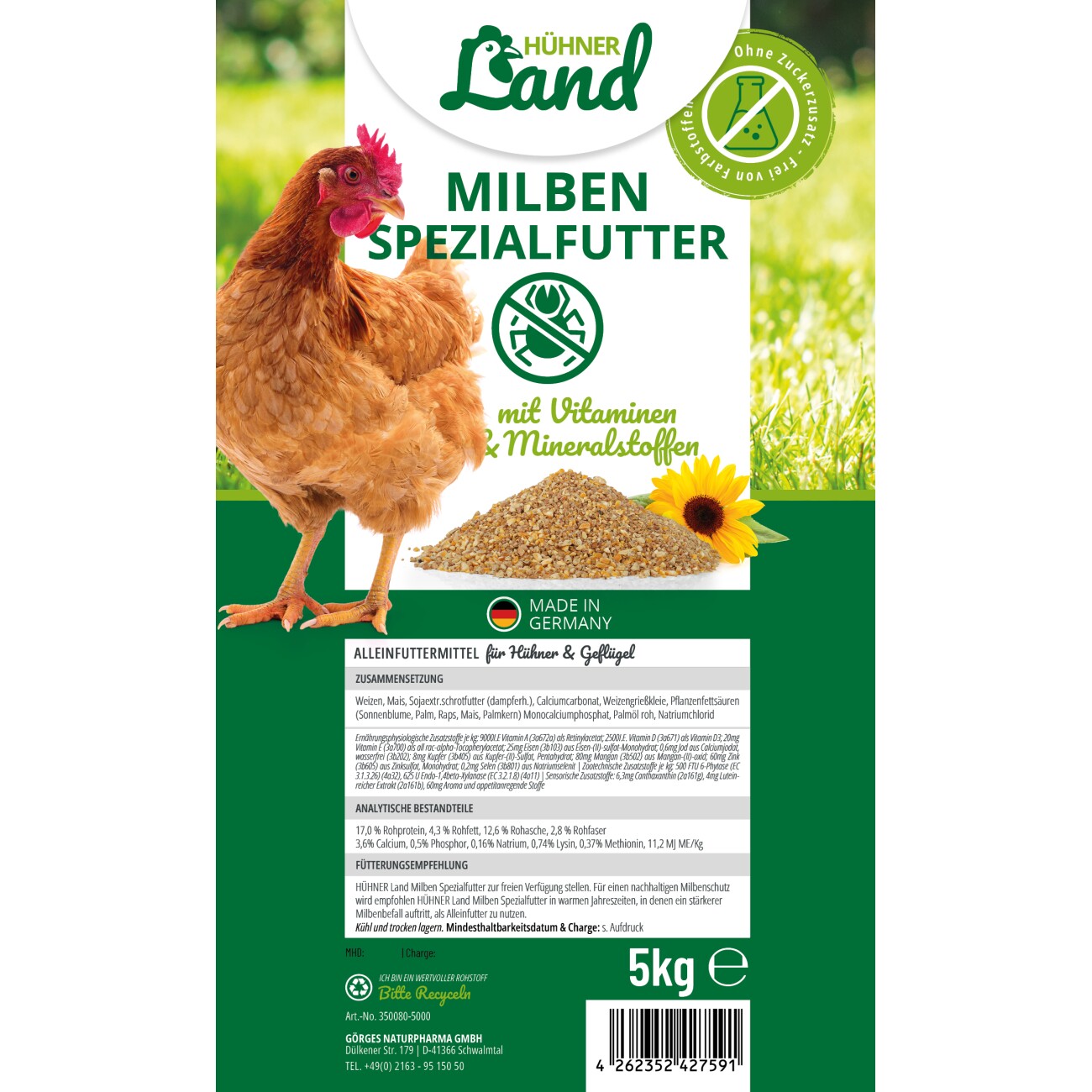HÜHNER Land Milben Spezialfutter 5kg