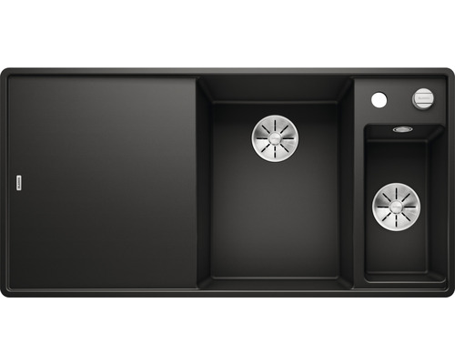 Blanco AXIA III 6 SF spoelbak, 990 x 500 mm, zwart, 525855, 1 bak, bak rechts, vlak ingebouwd, met bijbak en afdruipgedeelte