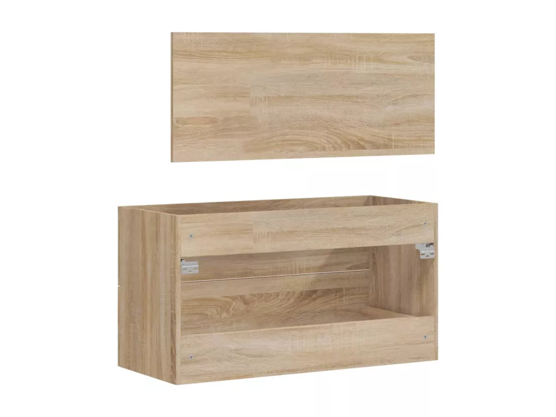 Armoire de bain avec miroir chêne sonoma bois d'ingénierie