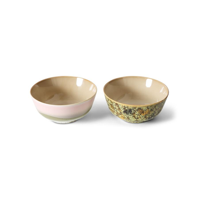 HKliving 70's Ceramic Ramen kom Ø19 set van 2 Verge
