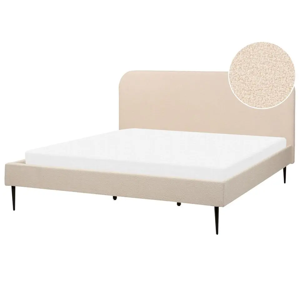 FLAYAT - Tweepersoonsbed - Beige - 180 x 200 cm - Bouclé