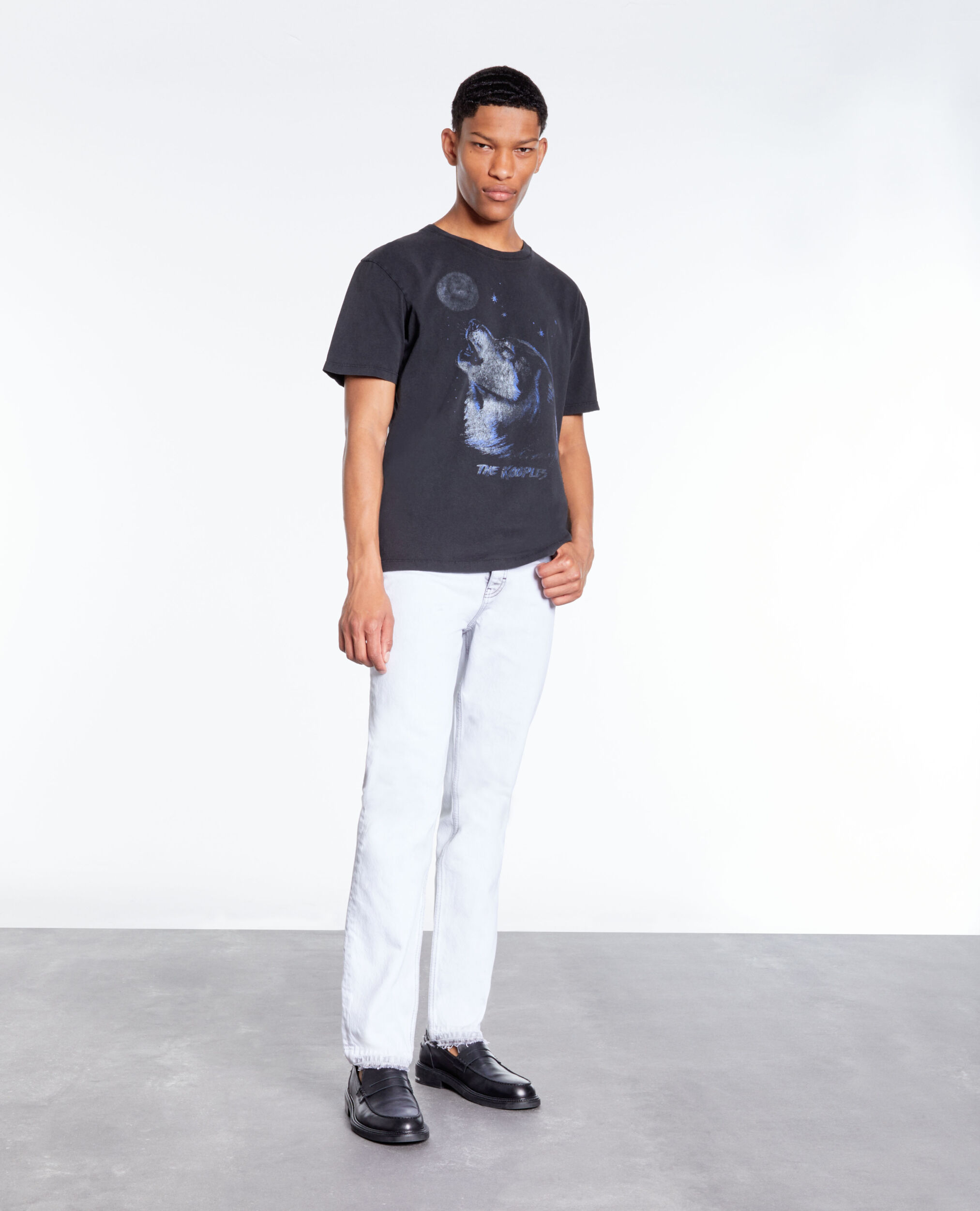 T-shirt noir avec sérigraphie Wolf