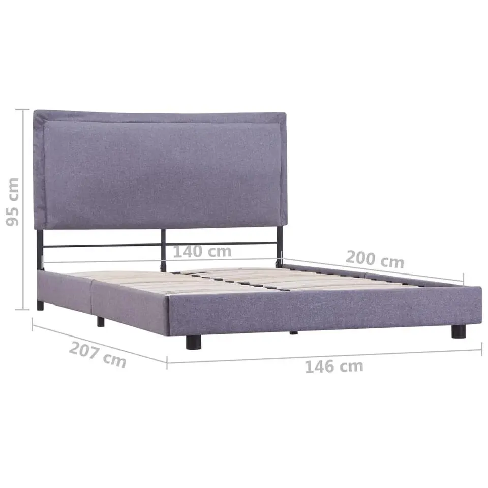 vidaXL - Bed frame met hoofdbord - Lichtgrijs - Stof - 140x200 cm