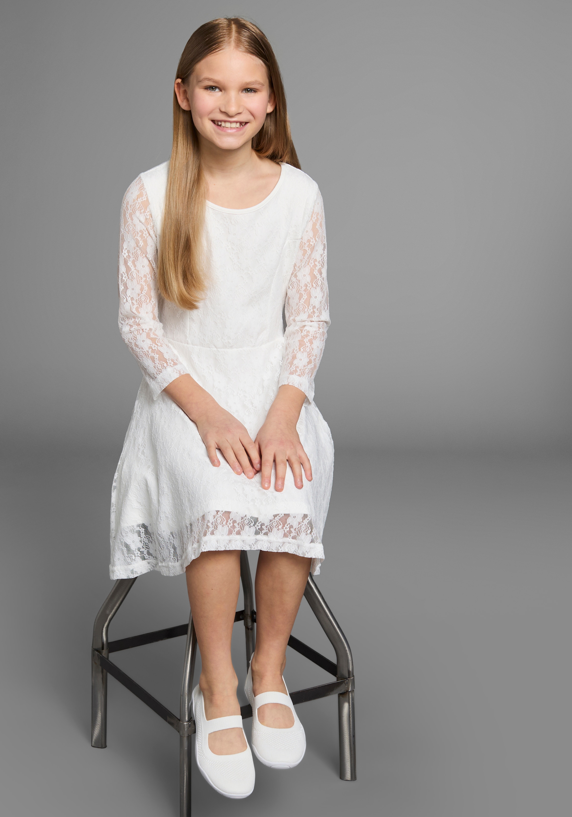 KIDSWORLD Jerseykleid »- Spitzenkleid« festliche Anlässe,  knielang,  aus Spitze und Jersey,  3/4-Ärmel