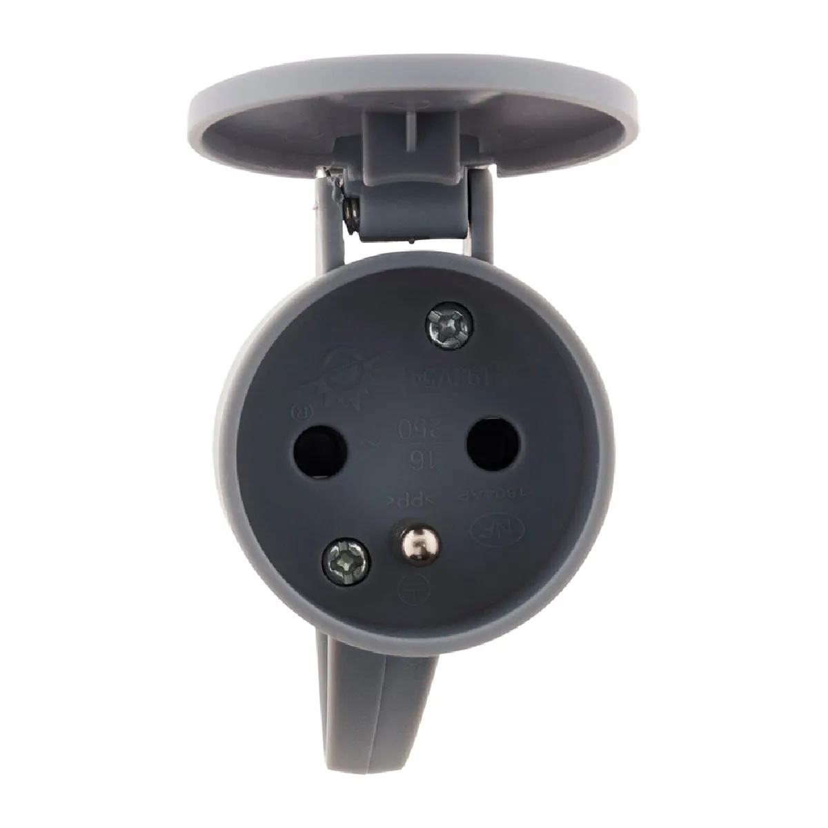 Zenitech Fiche femelle à clapet 16A 2P+T - Lot de 10 - Gris