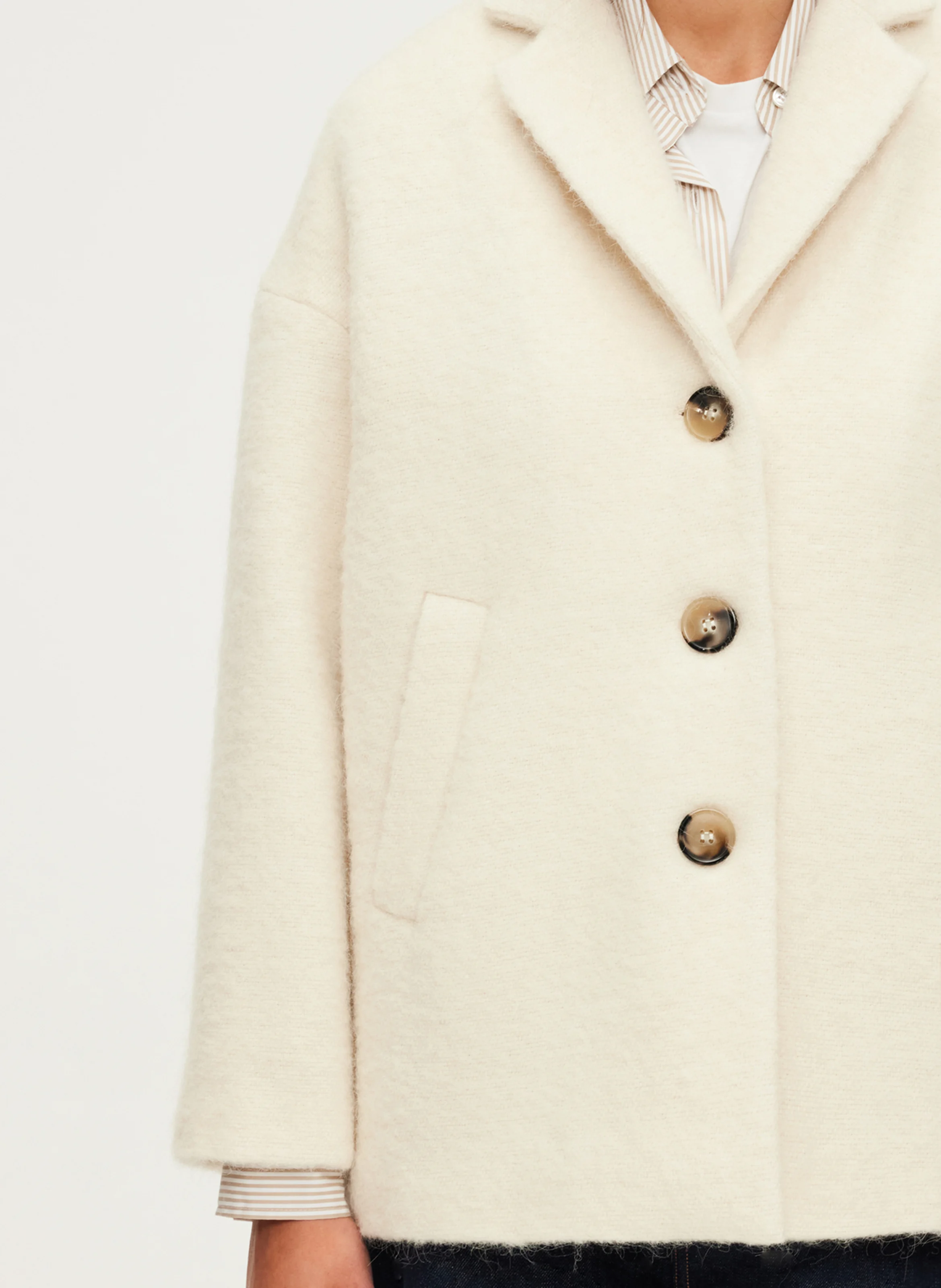 LUCIENNE - Manteau court en coton et laine mélangés | Beige