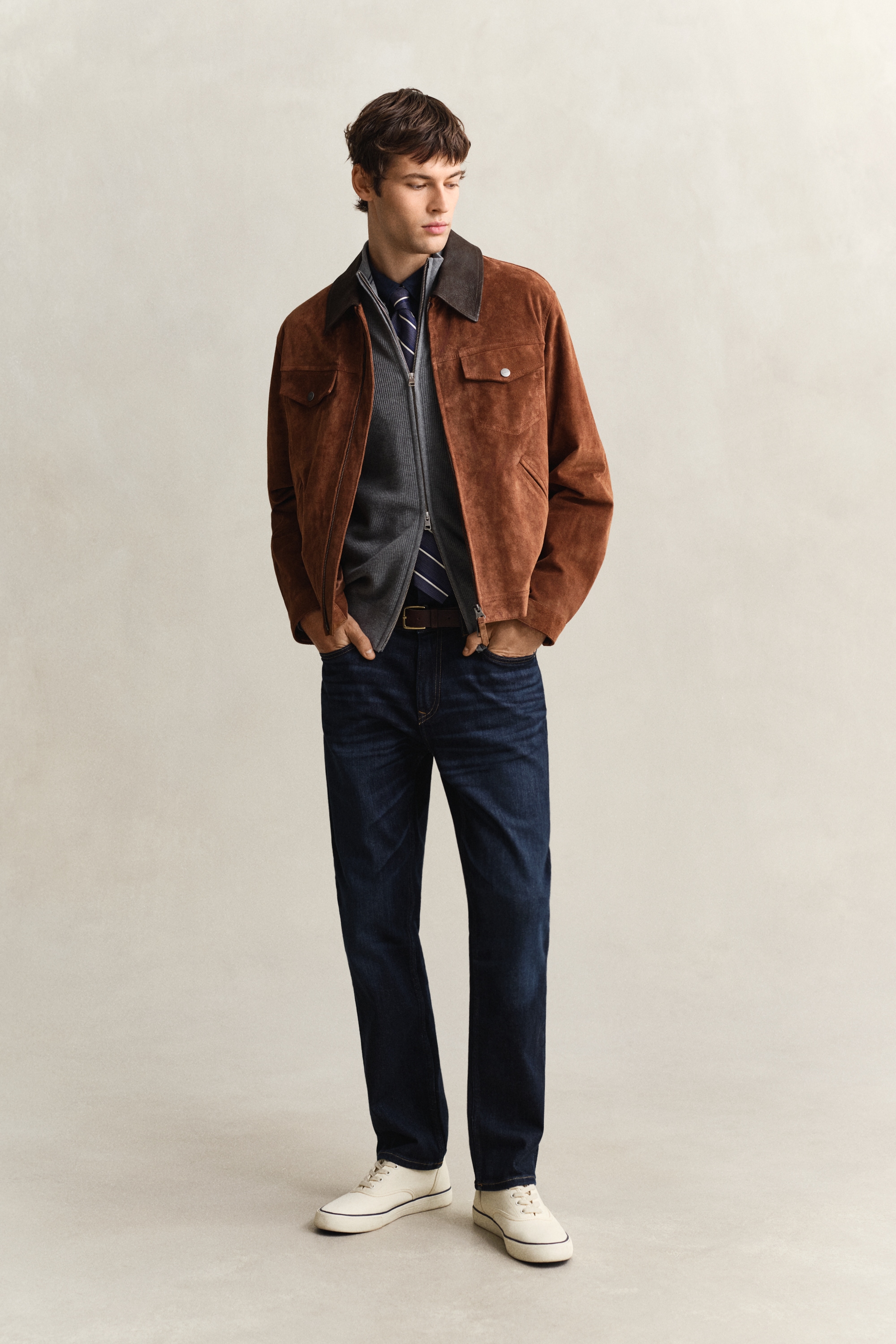 Gant Strickjacke »MICRO TEXTURED COTTON ZIP« Regular fit mit Stehkragen