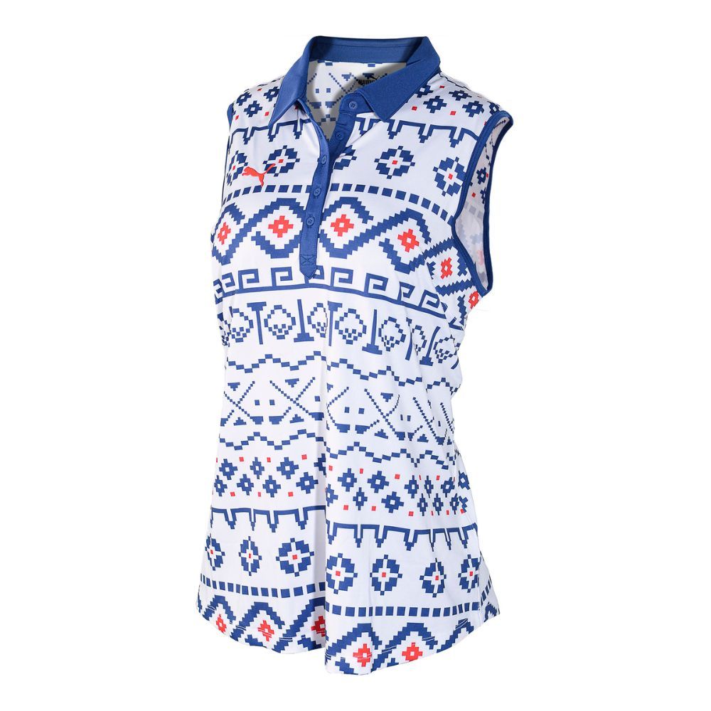Sleeveless Pique Micro Fair Isle Dame Hvit