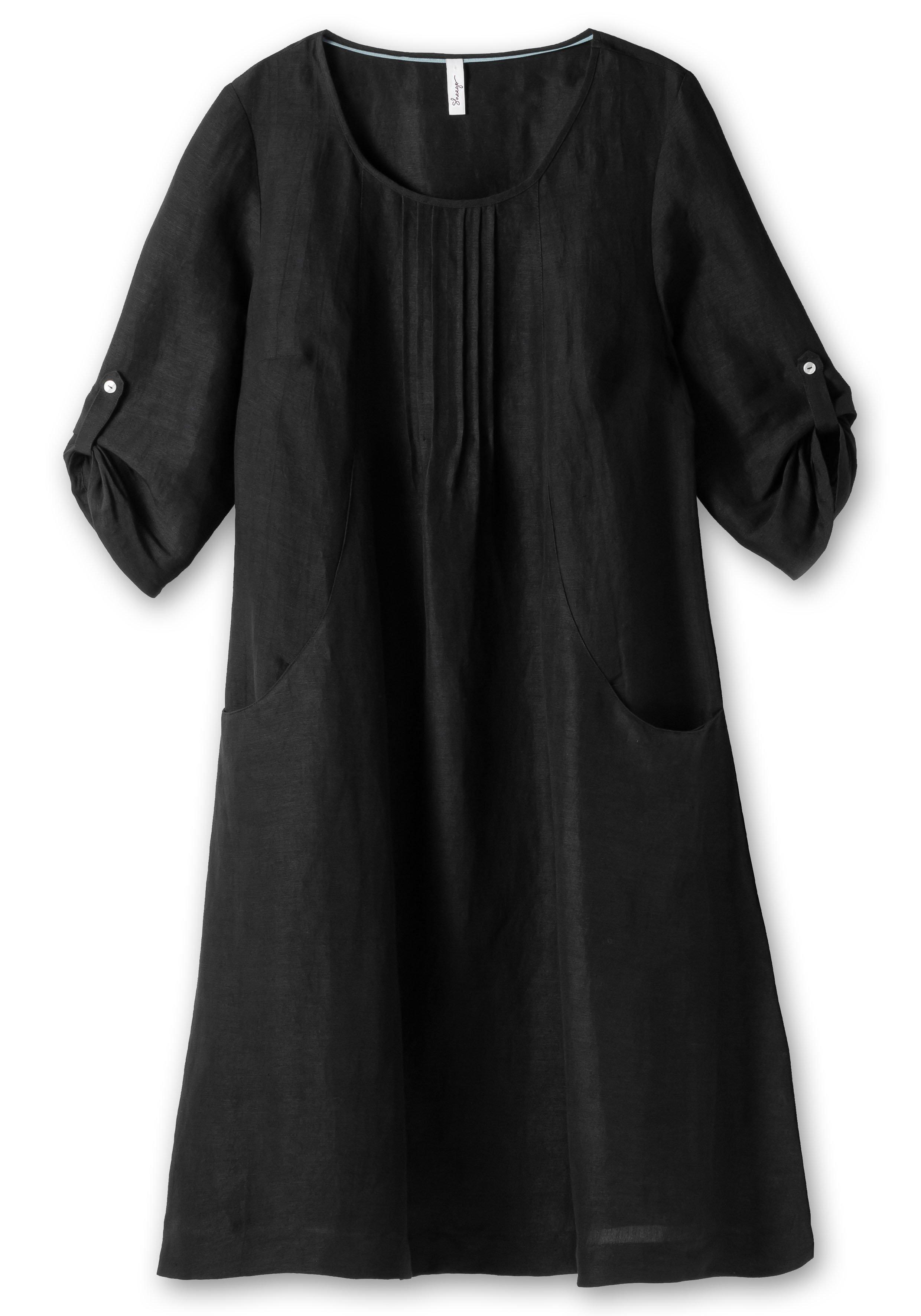 Kleid in A-Linie mit 3/4-Ärmeln, aus Leinen-Viskose-Mix