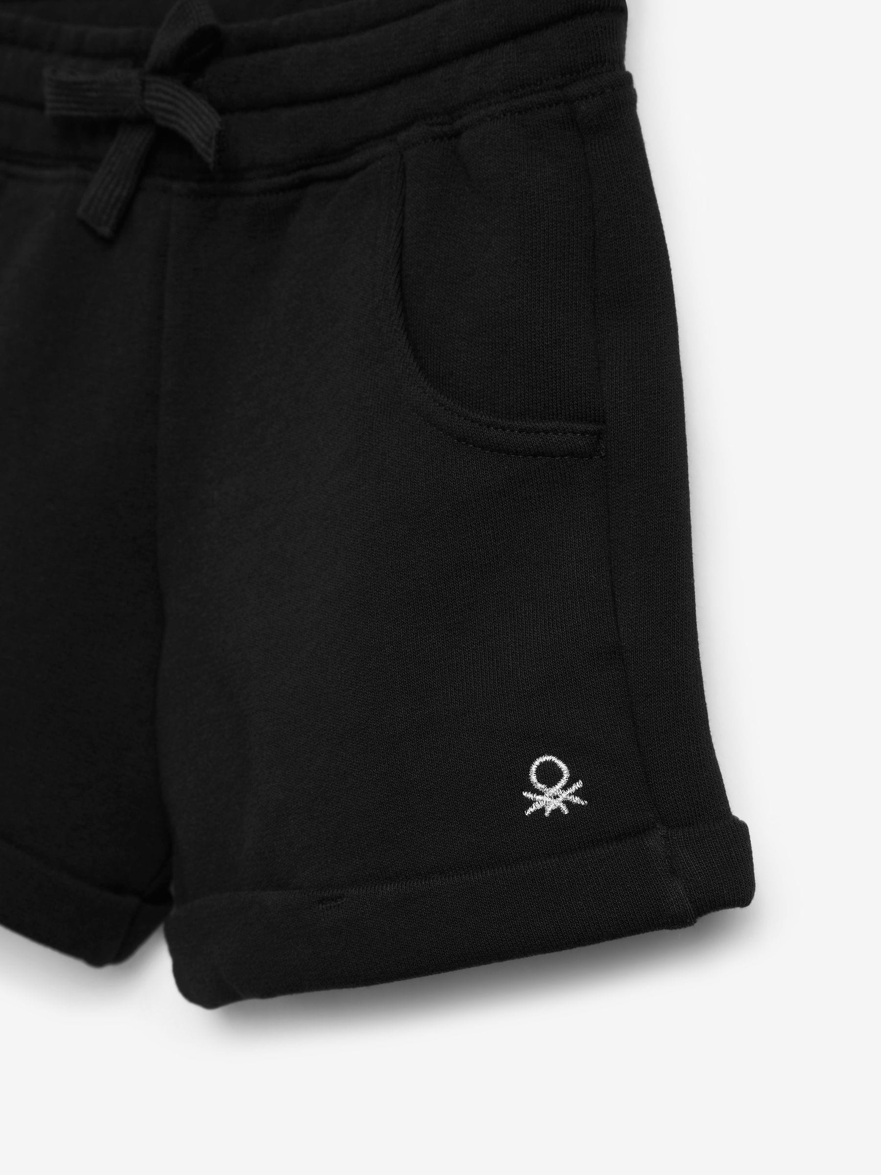 Zwart - Benetton 100% katoenen jersey shorts voor meisjes