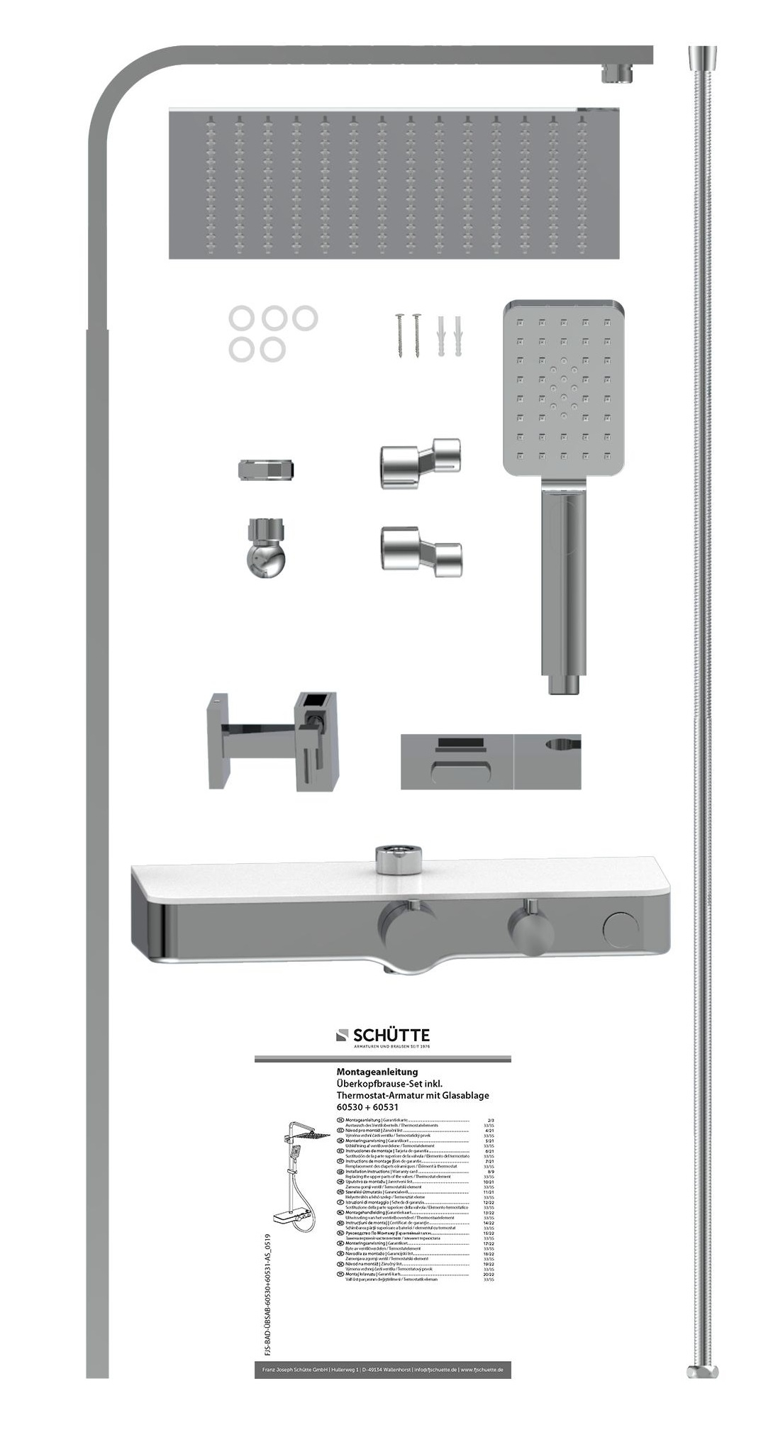 Schutte Ocean complete regendouche inclusief thermostaatkraan en planchet chroom/wit