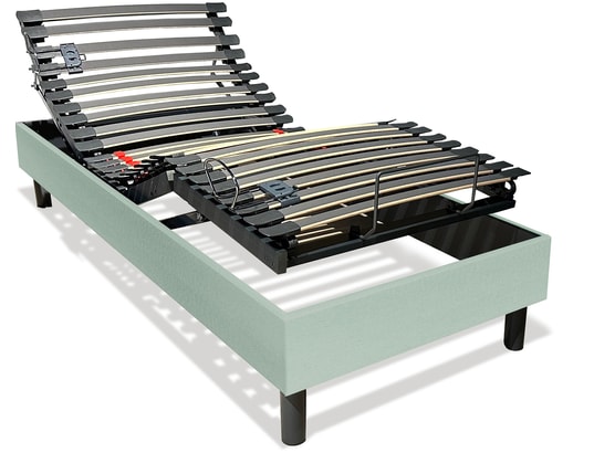 DUNLOPILLO - Sommier Electrique 80 x 200 Anatomique 80x200cm tissu capitole vert d'eau