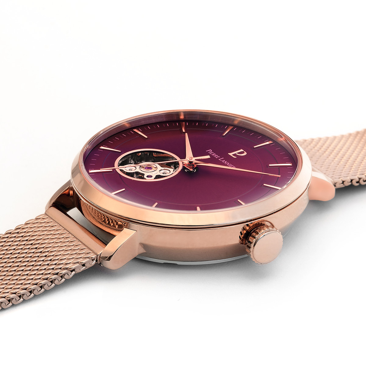 Montre Pierre Lannier femme automatique acier doré rose