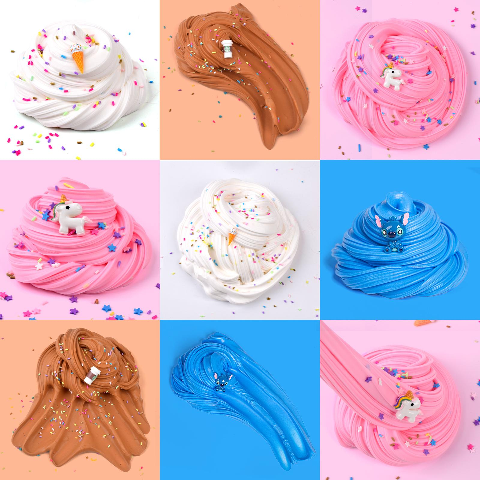 (11-tlg. Set) 100ml Anti Stress Fluffy Schleim Cupcake Fidget Squeeze Spielzeug   Streu Deko