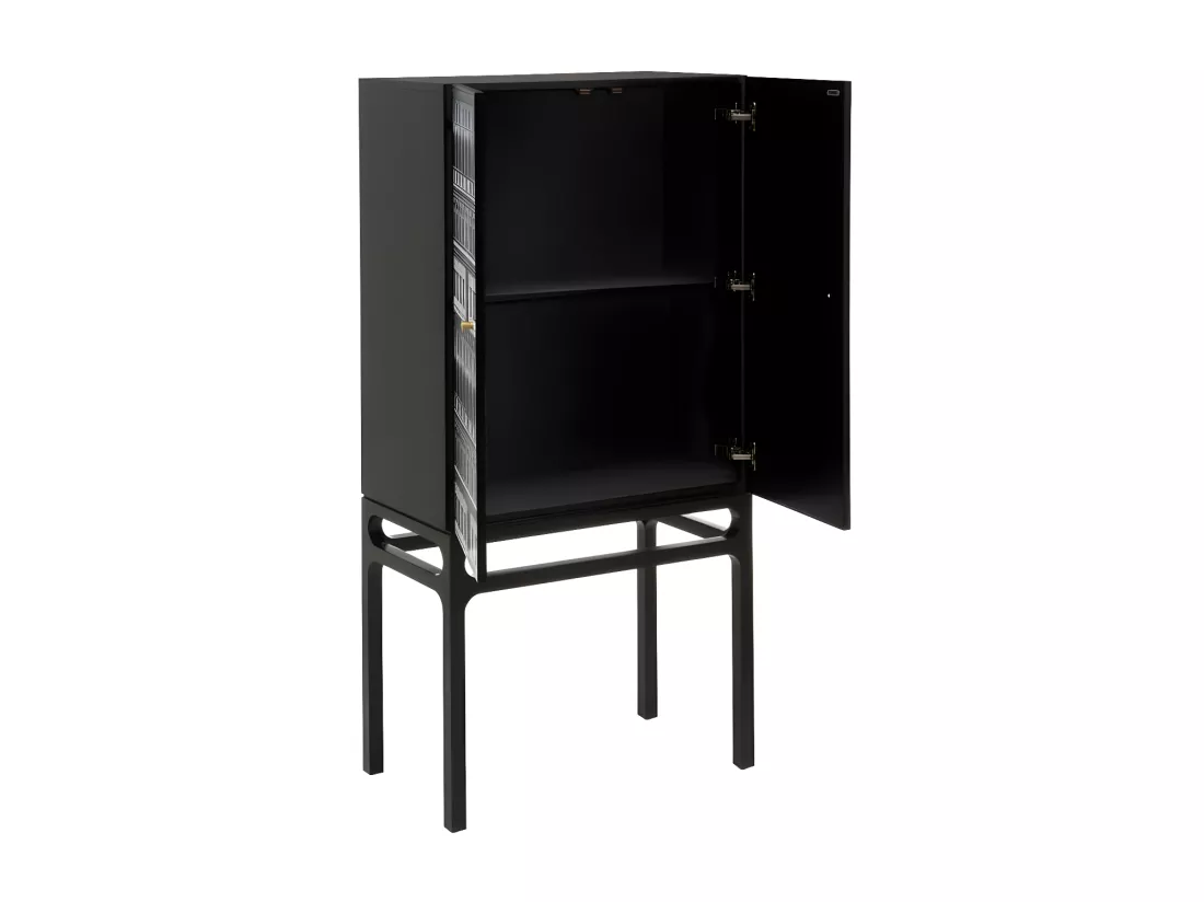 Armoire de salon 2 portes Blanc & Noir/Bois - VINTA