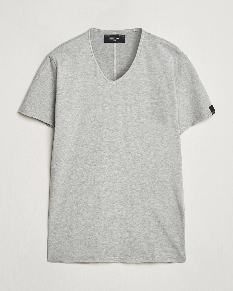 Replay V-Neck T-Shirt Light Grey Melange