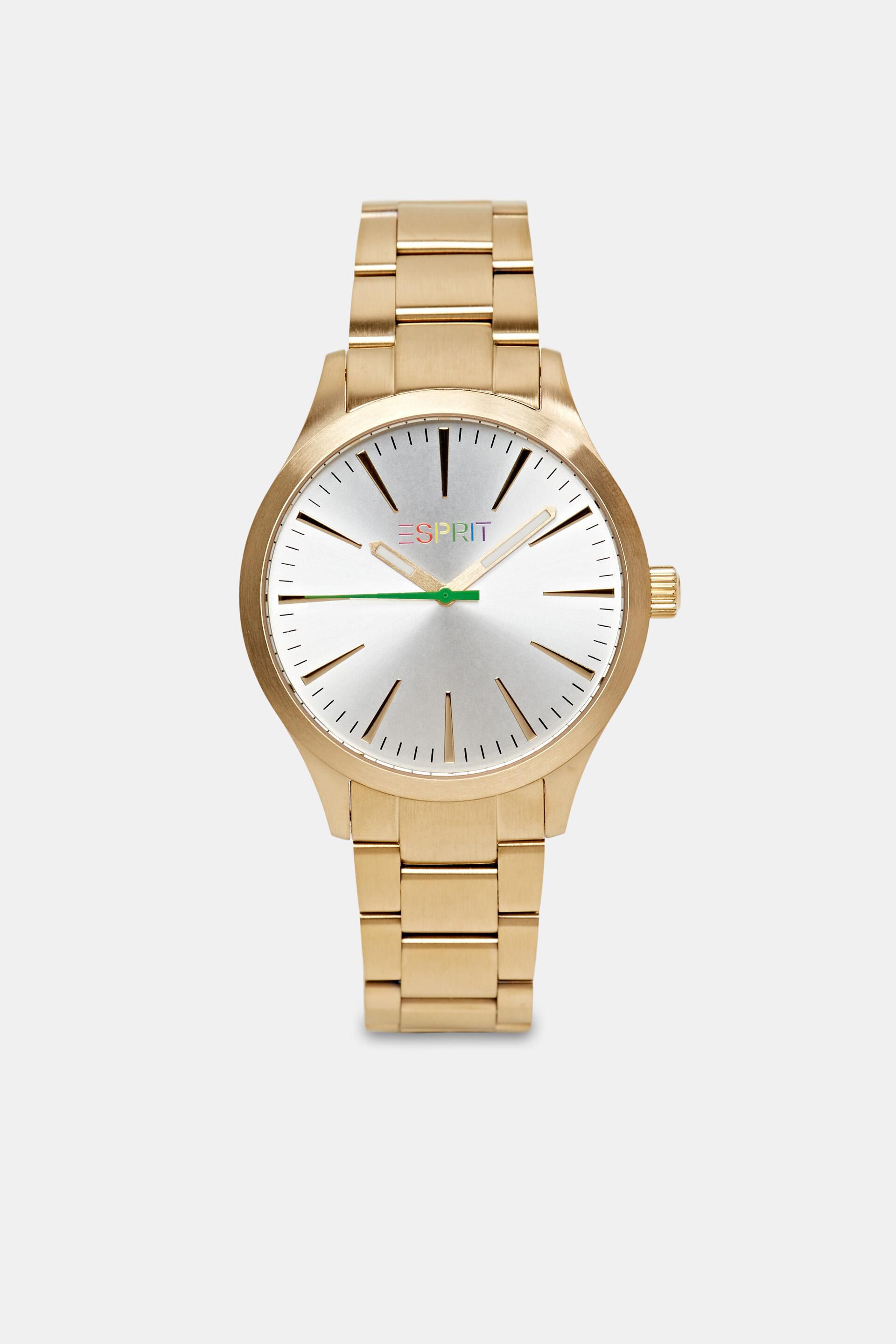Montre en acier inoxydable ornée d’un logo arc-en-ciel