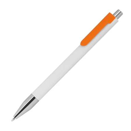 Macma Kugelschreiber weiß mit orangen Clip, 10 Stück