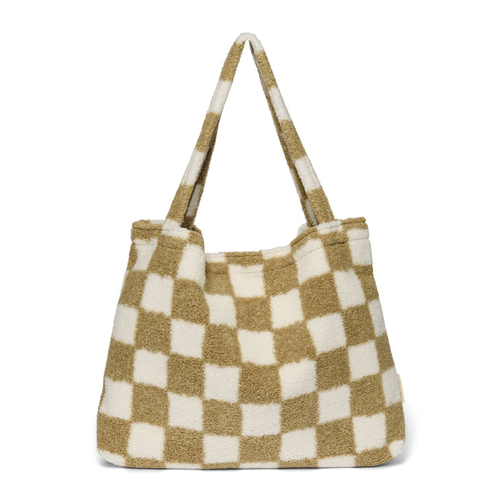 x Binibamba luiertas Checked Teddy Mom Bag bruin
