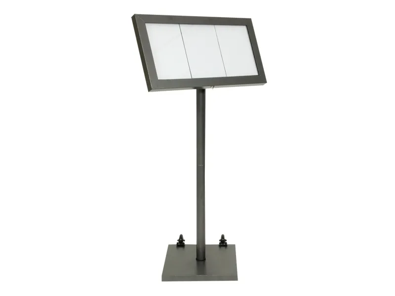 Securit® COATED STEEL LED Informationsdisplay 135 til 3xA4, sort - komplet kit
