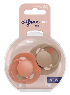 Difrax LOVI Prime Pacifier 18  Months - Granola/Orange 2ST