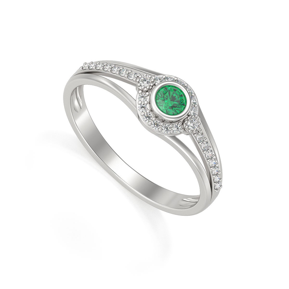 Bague Emeraude et diamants sur Argent 925 2.118grs