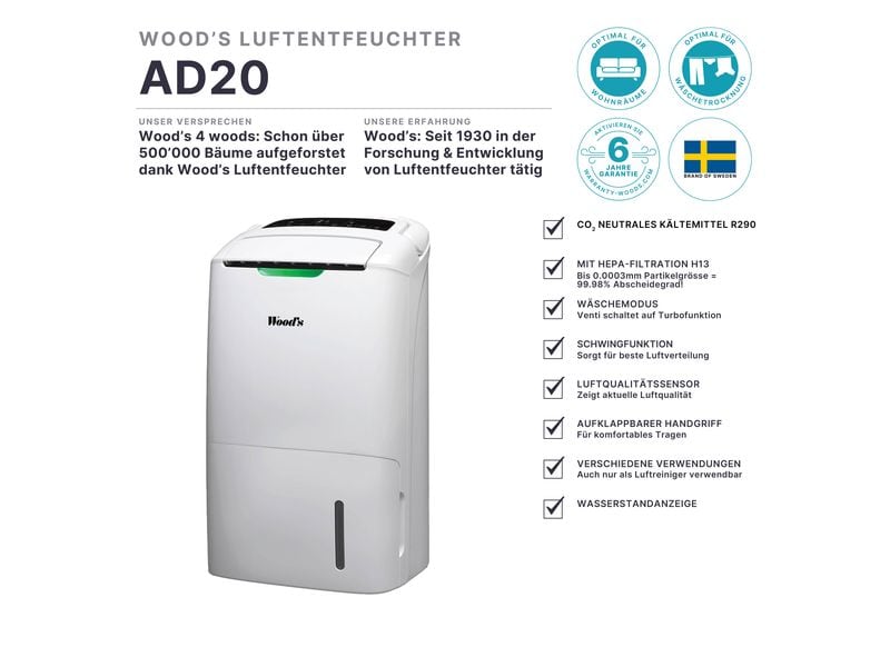Wood's Entfeuchter AD20 (100 m²) Luftentfeuchter