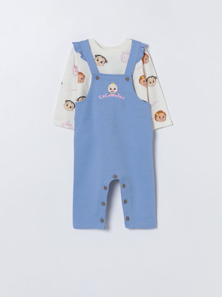 Conjunto de macacão e camiseta de duas peças CoComelon© & Moonbug Entertainment - Azul Claro