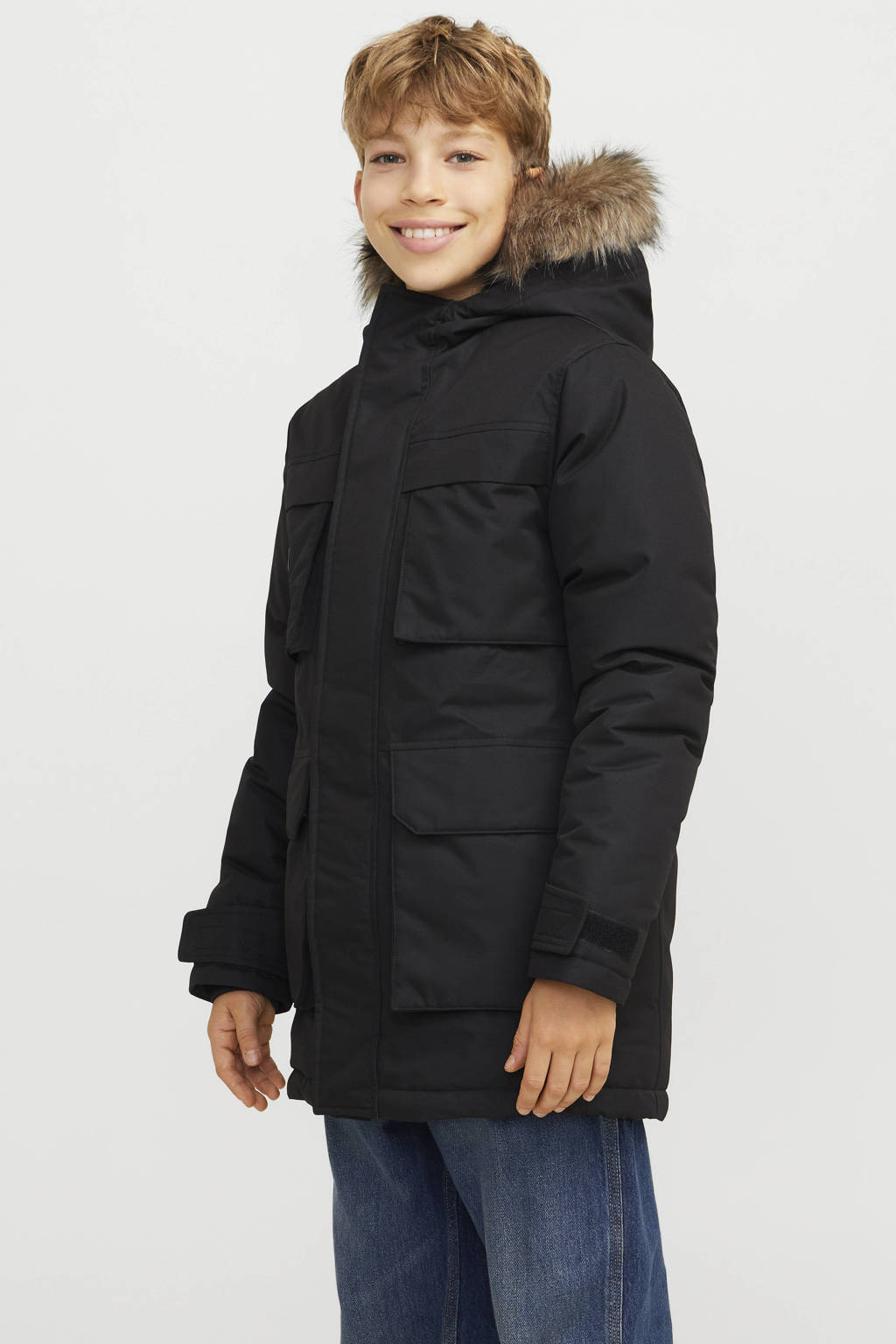 JACK & JONES gewatteerde winterjas zwart