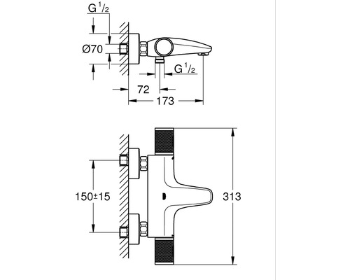 Grohe Quickfix badkraan met thermostaat PRECISION FEEL chroom 34788000