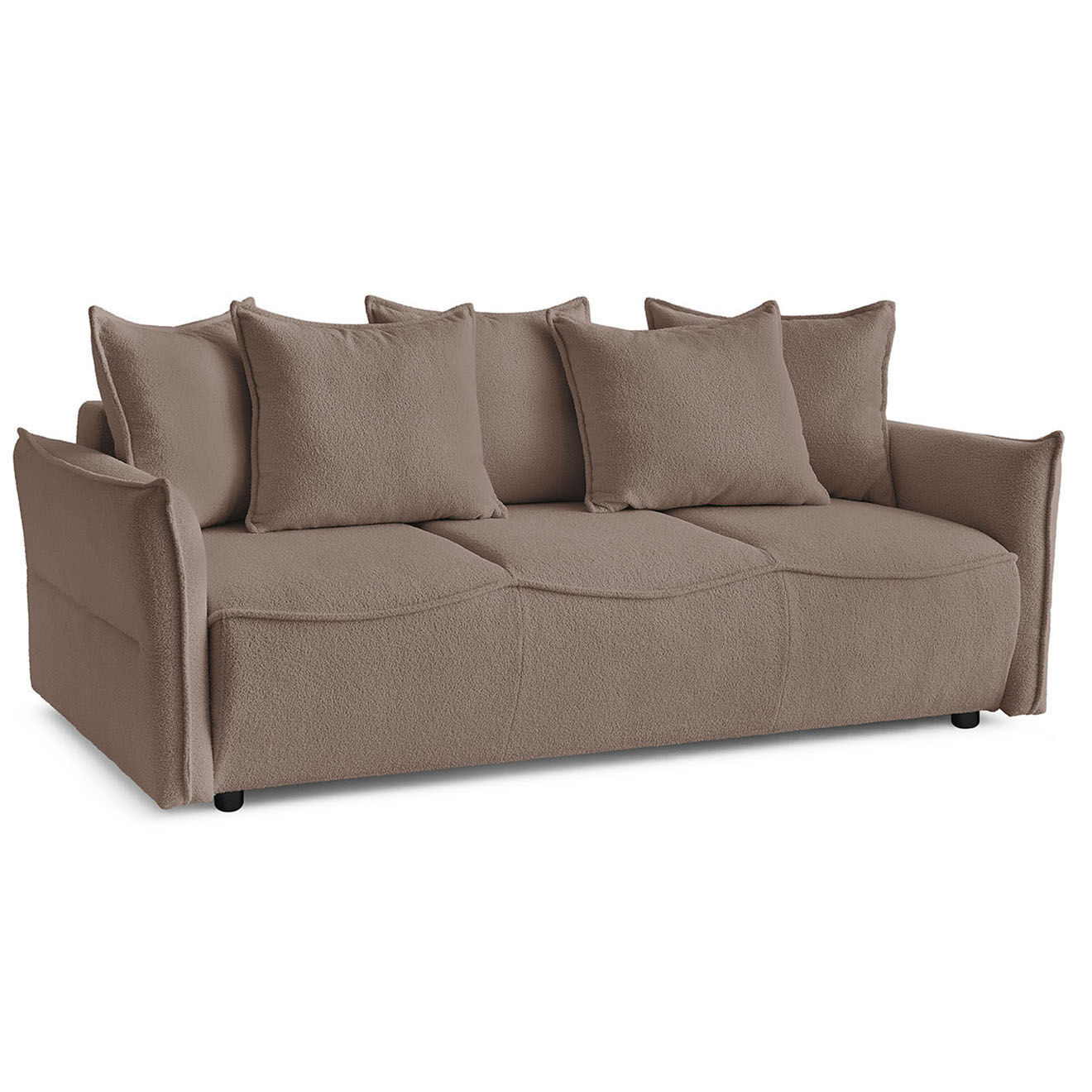 Bobochic Canapé 3 places convertible coffre Bouclette Leon marron - 226x97x90 cm