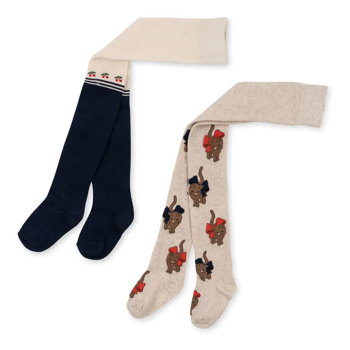 Konges Sløjd Lot 2 Paires Collants Coton Bio Lapis | Beige