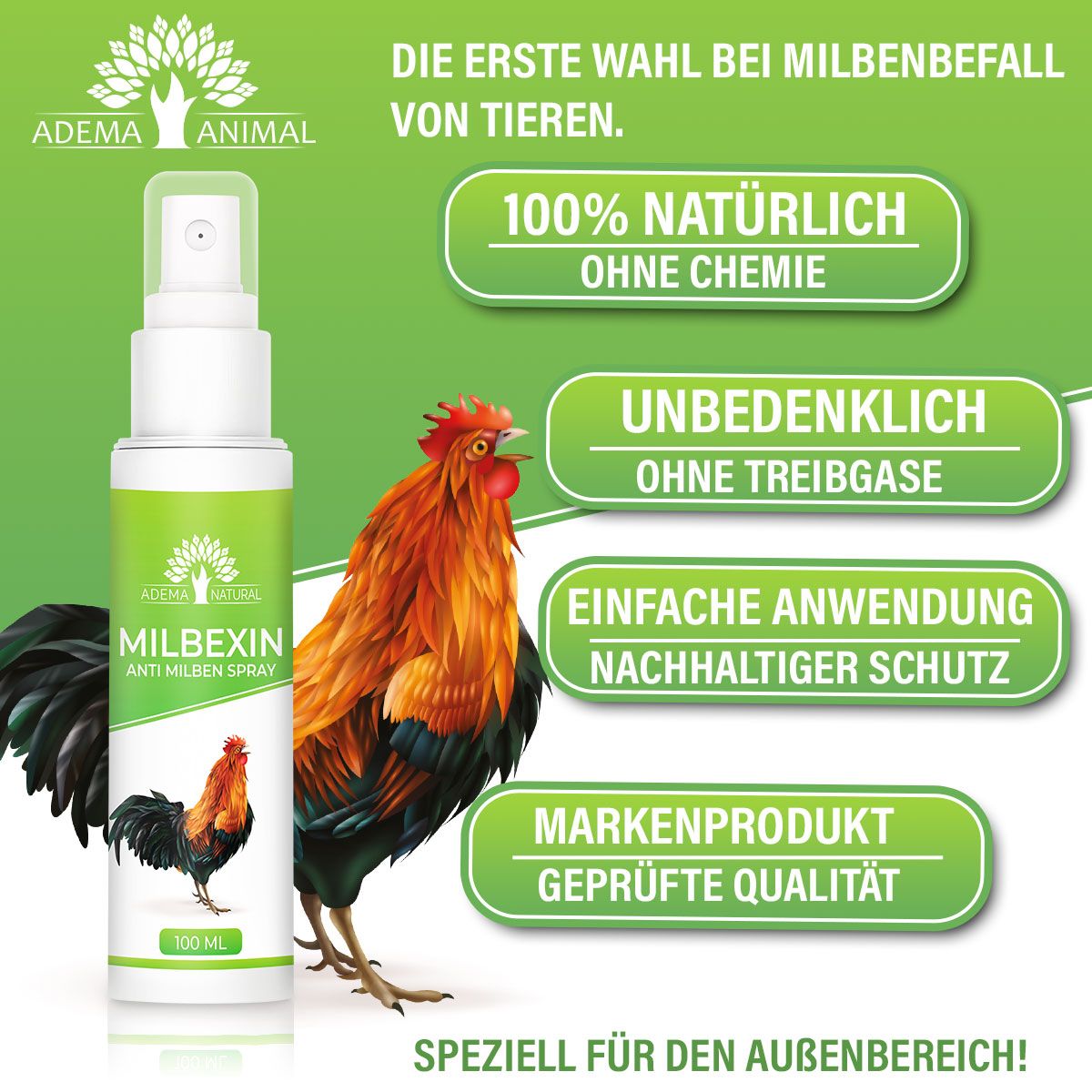 Adema Natural® | Milbexin | Mittel gegen Milben für Hühner
